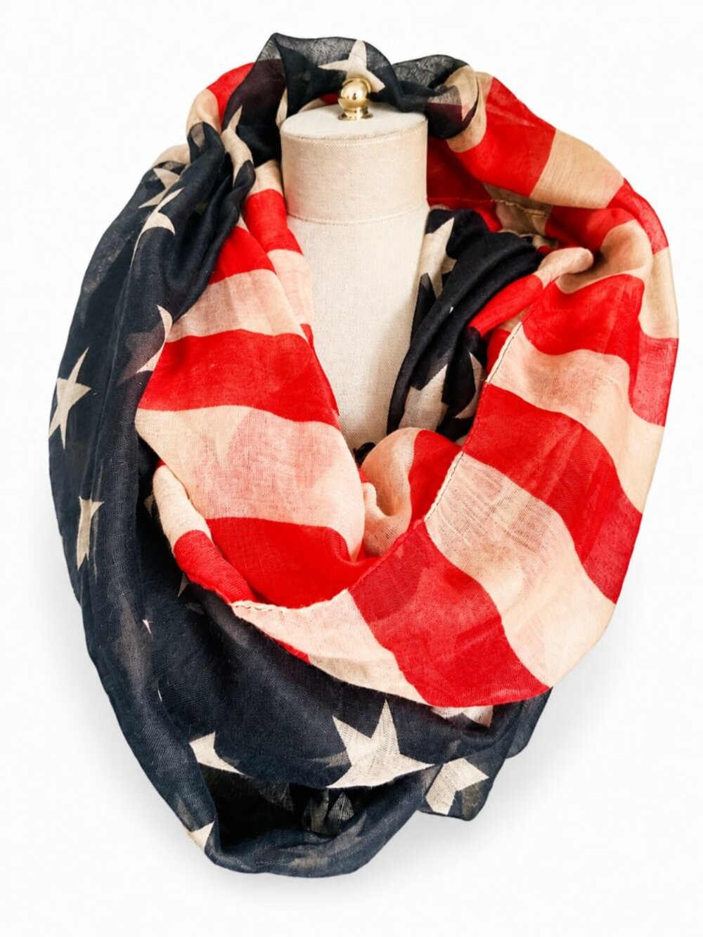 American Flag Infinity Scarf Patriotic Lightweight Red White Blue